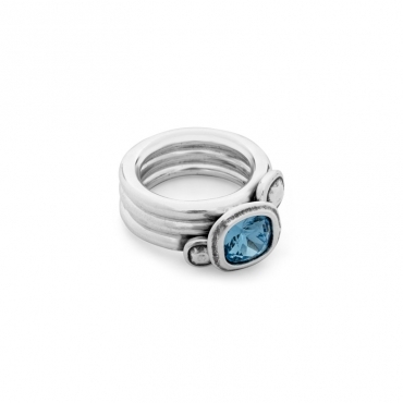 Кольцо Ciclon, Solitarios, 3шт, кристалл Swarovski, CN-EMO506 (18, голубой)
