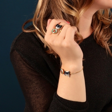 Кольцо TARATATA, Crush, разъемное, с цветной эмалью и ювелирной смолой, TT-W21-18434-204 (золотистый